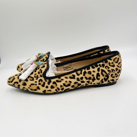 6W 6 WIDE Hush Puppies Women's Sadie Leather Leopard Slip On Loafers Shoes Flats - Picture 7 of 15